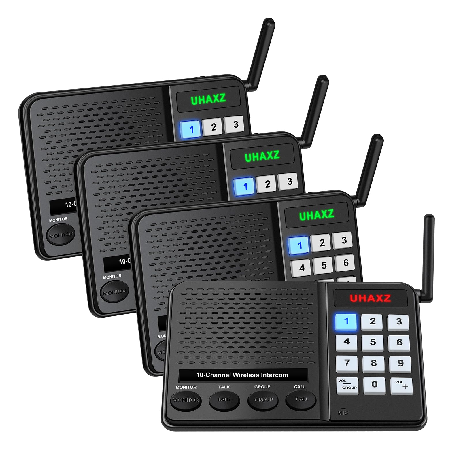 Intercoms Wireless for Home, Long Range Intercom 6000ft, Home Intercom System Wireless with Group Call, Monitor Function, 8 Volume Levels Intercom System for Busines Office Elderly(4 Packs)