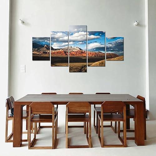 Miniatura 3 de Nevada - Póster enmarcado para pared con vista al cañón de roca roja de Nevada, diseño de las montañas de Las Vegas, 5 piezas, listo para colgar (60