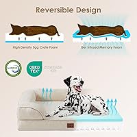 Vista 4 de EHEYCIGA - Cama ortopédica para perro grande, impermeable, de espuma viscoelástica y espuma tipo caja de huevos, bordes elevados, antideslizante