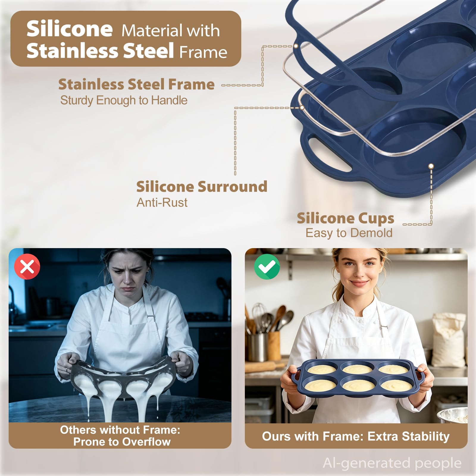 Jumbo Silicone Muffin Top Pan - Non Stick & Easy Clean -5
