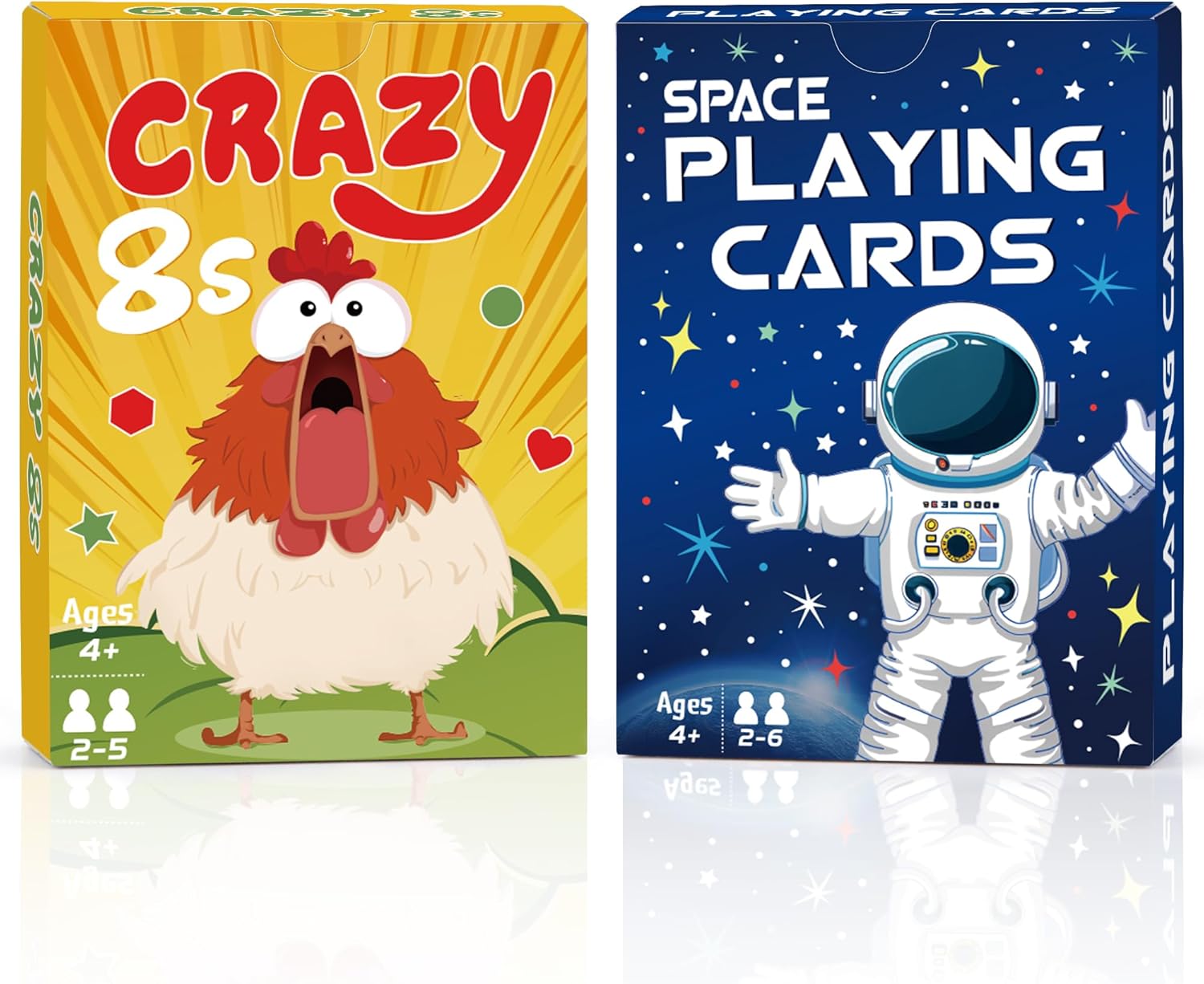 Card Games, Crazy 8s Card Game, Space Playing Cards for Kids, Fun Classic Interactive Games for Kids Toddlers Adults, Perfect for Stocking Stuffers Gifts, Family Game Night Party Table Games