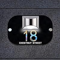 Vista 10 de Placa de dirección con números de casa solares, LED, moderno, personalizado, señalización, rectangular, 11.8 x 11.8 in