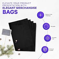 Vista 5 de Infinite Pack Bolsa de plástico con asa troquelada de 9 x 12 pulgadas, bolsas de plástico negro para mercancía, paquete de 100 unidades para venta