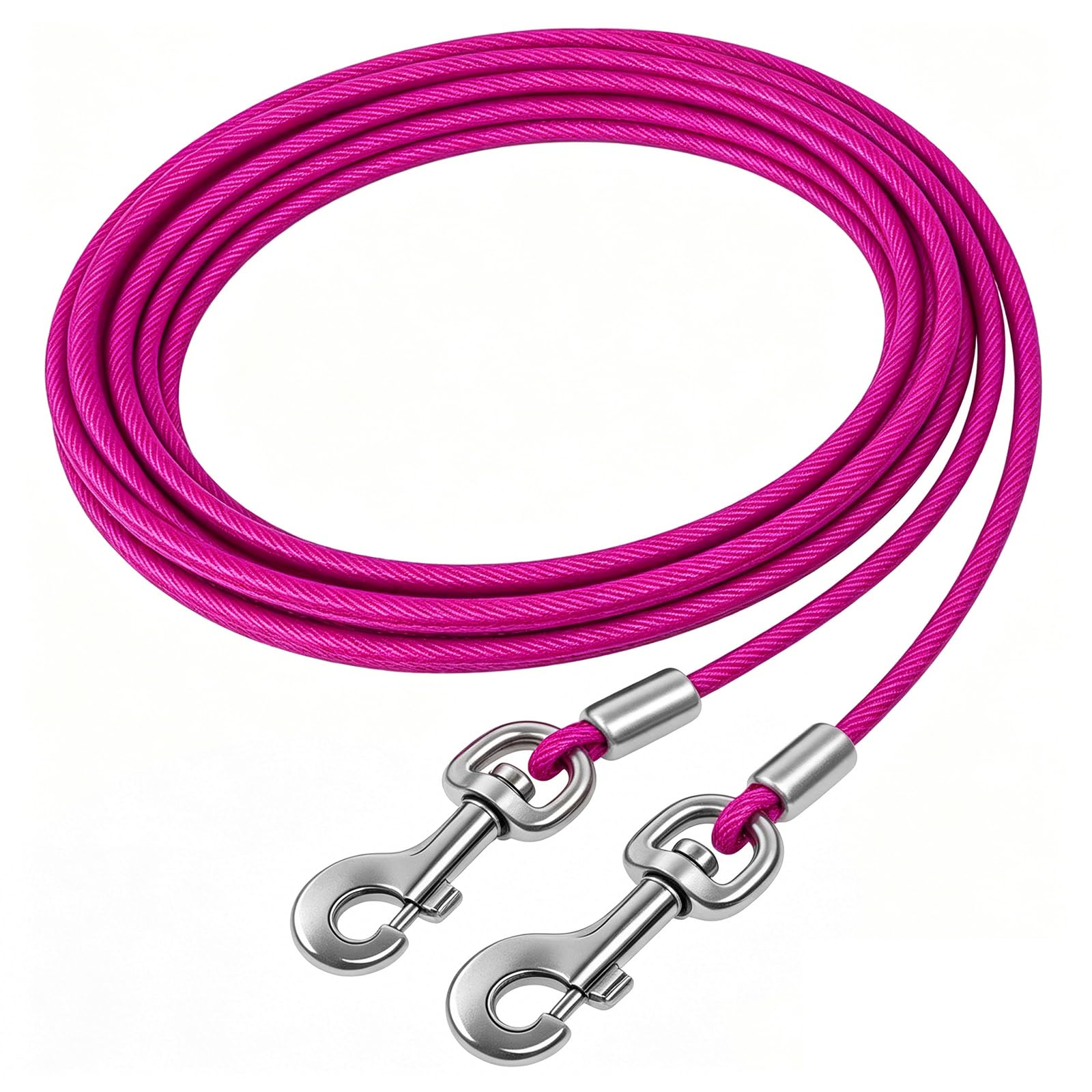 Hundekabel, 3,5 m, 5,1 m, 6,1 m, 25,3 m, Hundeleine für Hof, Stahldraht, Hundekabel mit langlebigen, hochwertigen Clips, Blaue Hundeketten für den Außenbereich