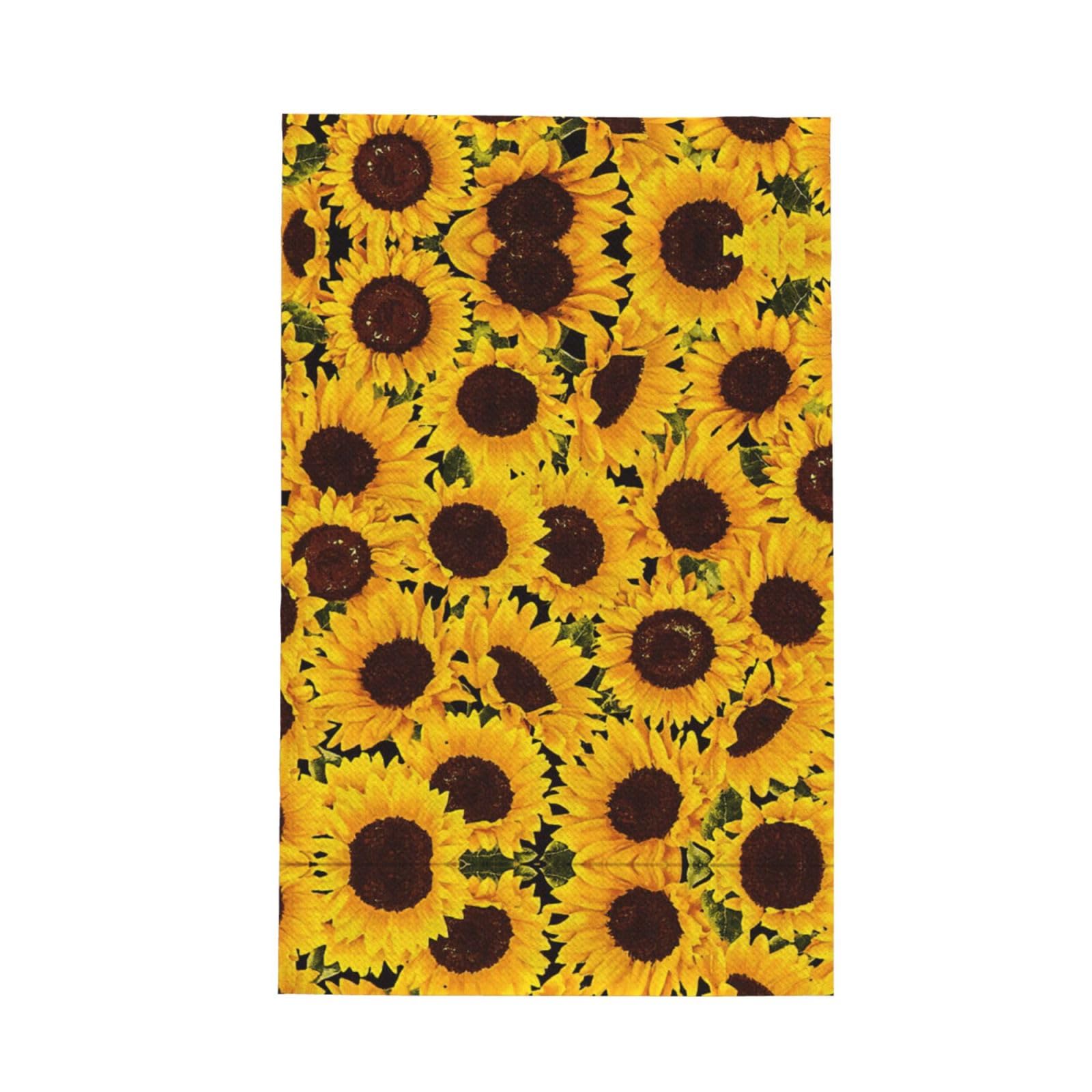 CKGODGF Yellow Sunflowers Print Absorbent Waffle Dishcloths,Kitchen Towels With Hanging Loops,Tea Towels.