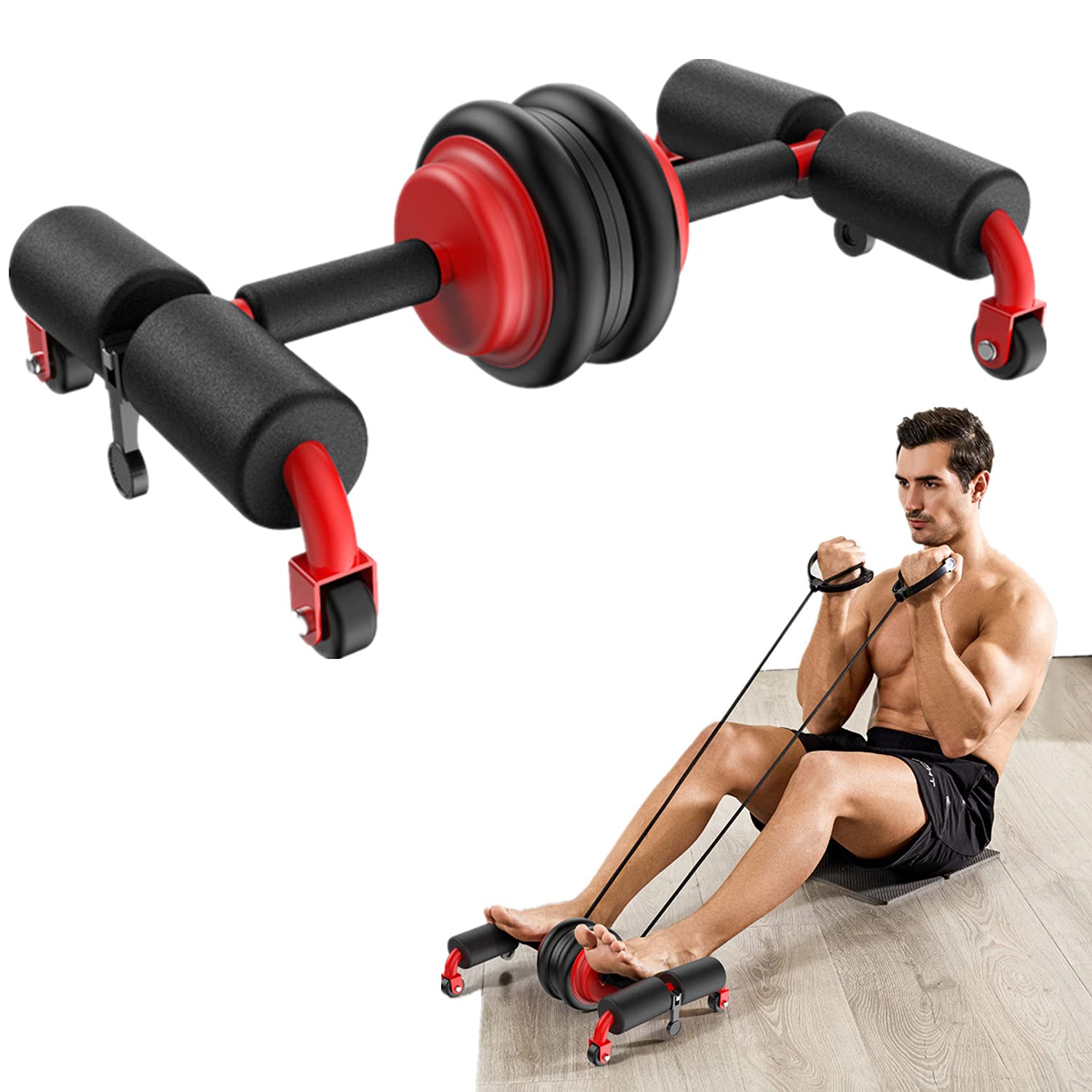 Ab Roller Wheel 2 in 1 Wheel Roller Kit Abdominal Exercise Equipment Push Up Bar Sit Up Exercise Bar