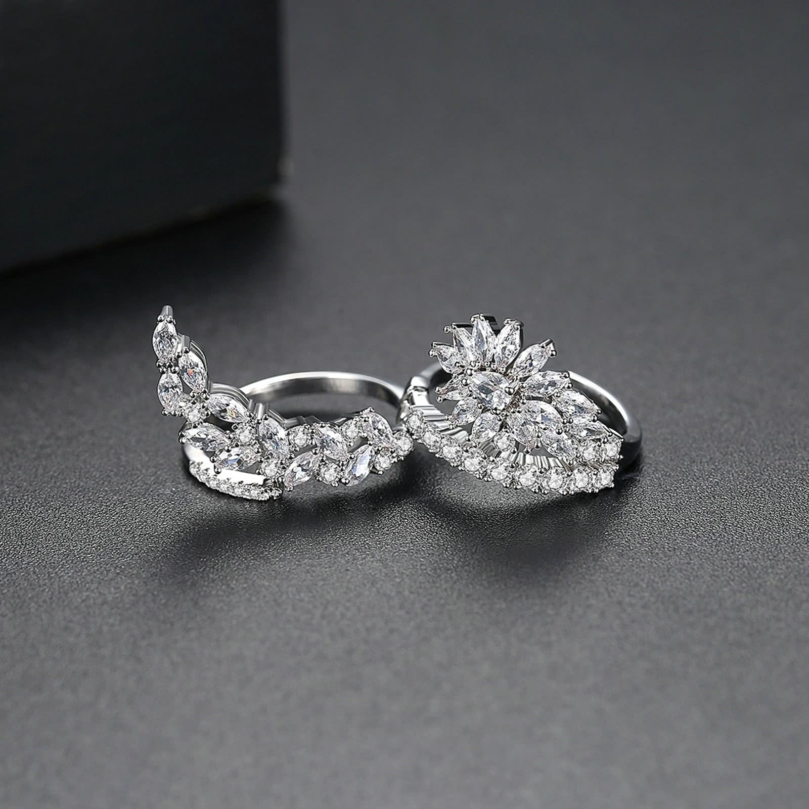 9 Karat Weißgold Partnerringe Moissanit Weiß, Ring Damen Blume
