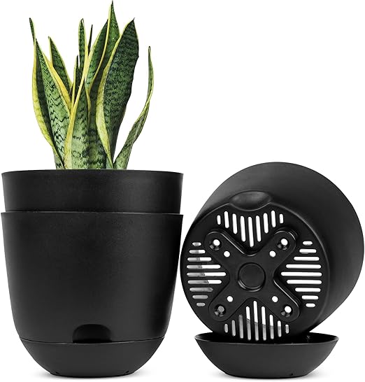 QCQHDU Plant Pots,3 Pack 8 inch Self Watering Planters