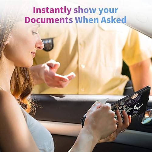 Miniatura 9 de Soporte para registro y seguro de automóvil, soporte de cuero para licencia de seguro y tarjeta de registro para guantera de automóvil, organizador