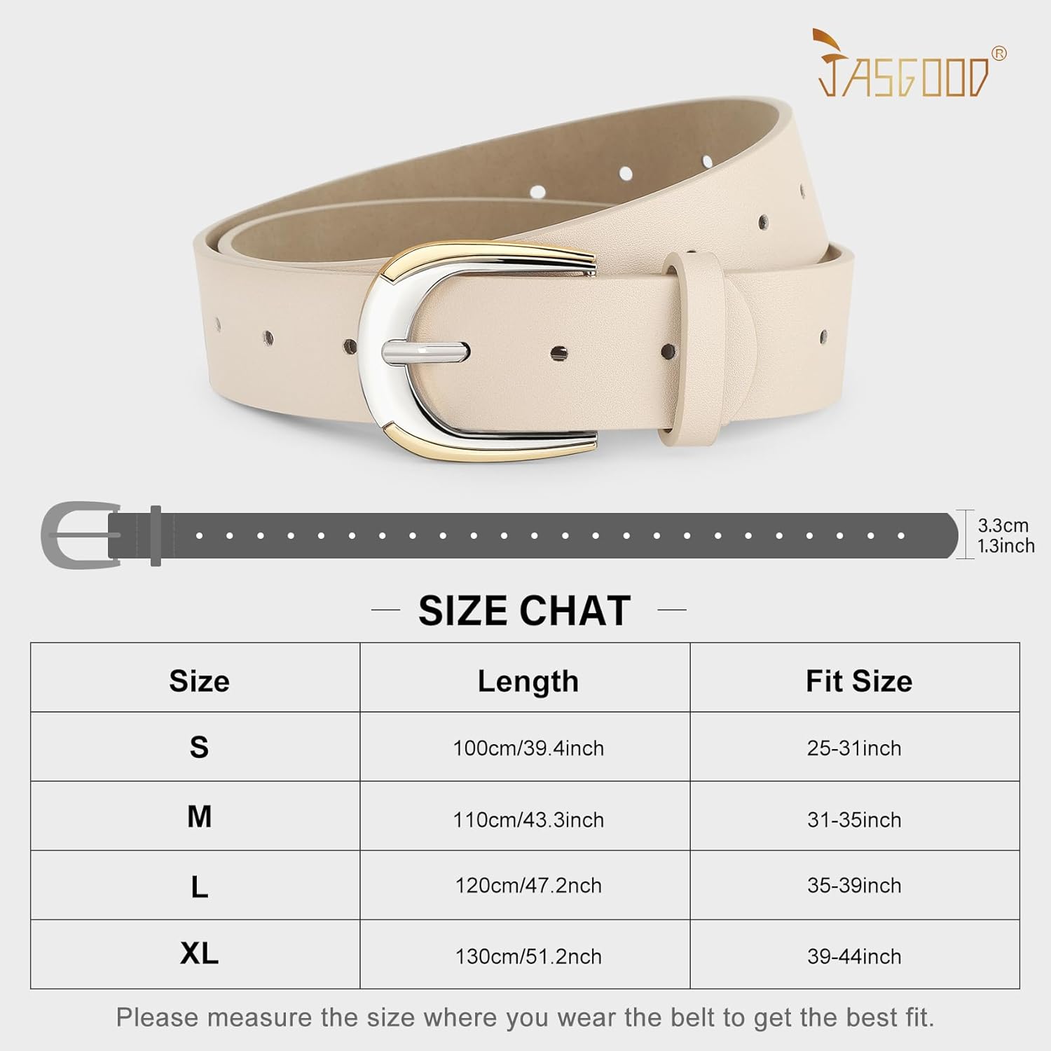 JASGOOD Leather Belts for Women Ladies Casual Belt for Jeans Pants Dresses with Gold and Silver Buckle - Image 6