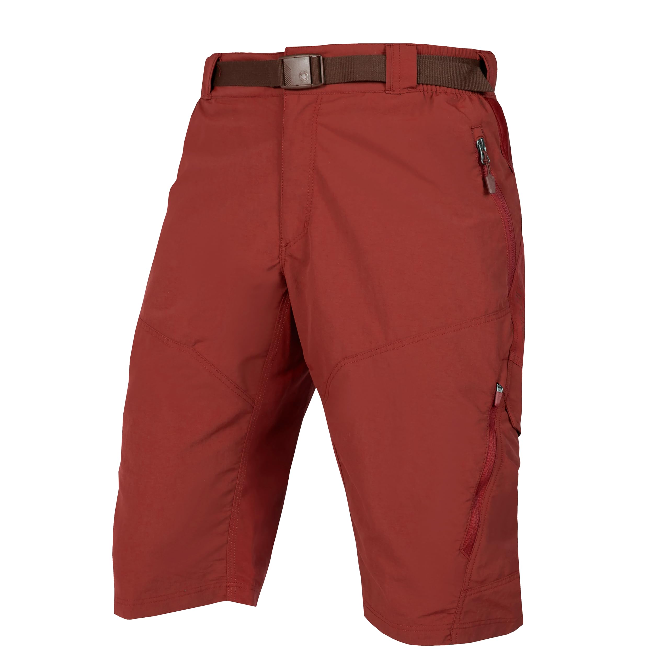Endura Herren Hummvee Fahrradshorts mit Innenhose | Herausnehmbare Innenhose | Shorts für Stadt und Trails | Gepolsterter Komfort | Cargotaschen | Clickfast Shorts, Rot, S