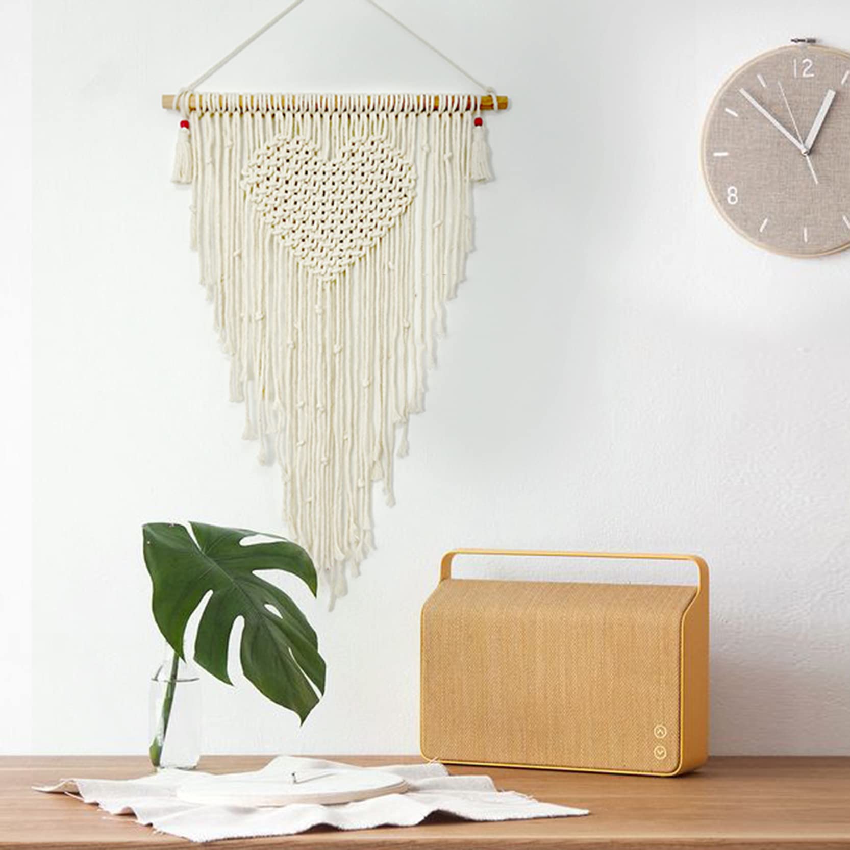 Tapiz para colgar en la pared de macramé, bohemio, chic, 50 x 75 cm, macramé, tela de algodón, hecha a mano, decoración del hogar