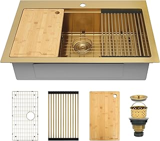 Lonsince Drop In Kitchen Sink,Gold Sink,Works...,