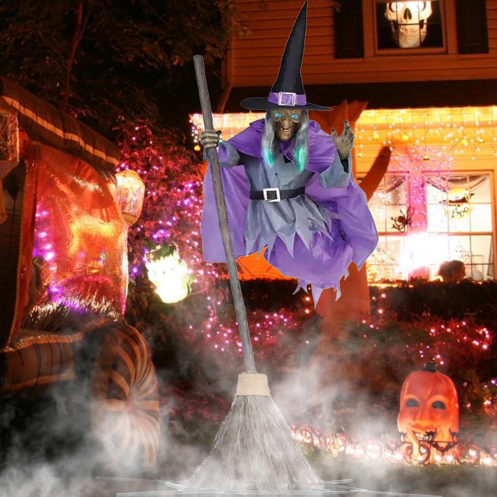 Escoba De Bruja Flotante Luminosa Con Sonidos – Decoración De Halloween Con Efectos LED Y Audio Misterioso
