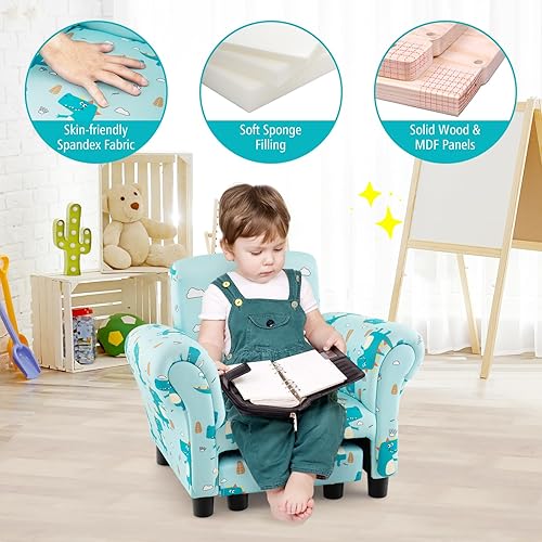 Miniatura 5 de Costzon Sofá infantil con reposapiés, silla tapizada para sala de juegos, guardería, jardín de infantes, habitación de los niños, regalo para niños