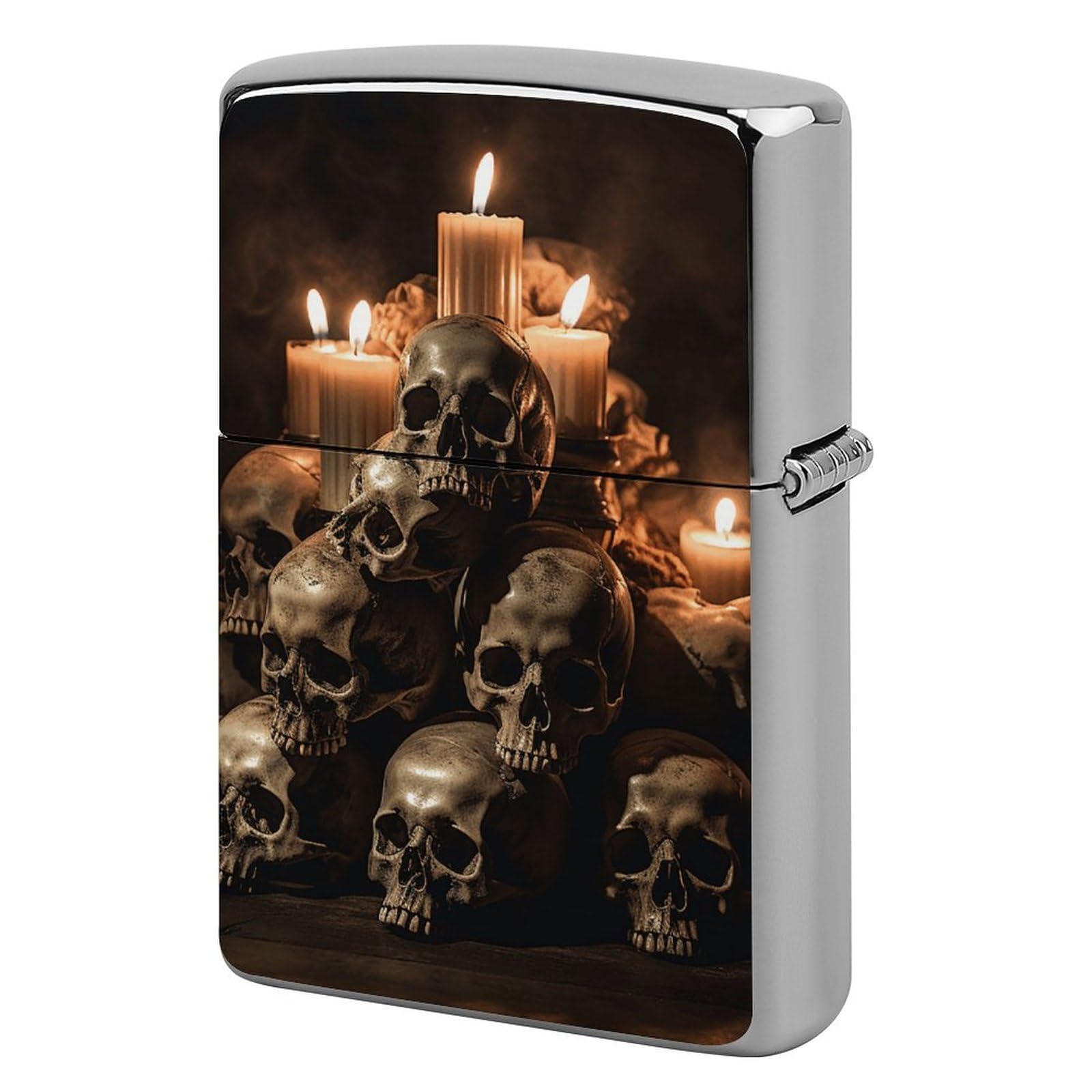 Skull and Candle Lighter Case for Men, Personalized Lighter Cover for Valentine's Day Gifts, Flip-Top Lighters Shell for Outdoor, Portable Lighters Protective Sleeve
