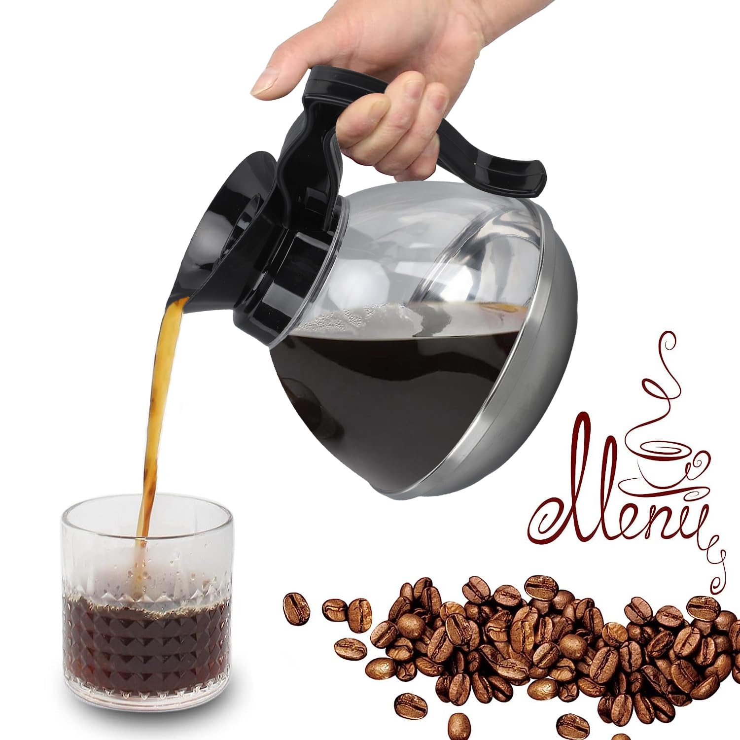 Miskall Replacement Coffee Pot, Coffee Machine Replacement Pot, 1.2QT ABS Universal Coffee Maker Pot with Comfortable Handle and Tight Fit Spout for Coffee Machine Stove