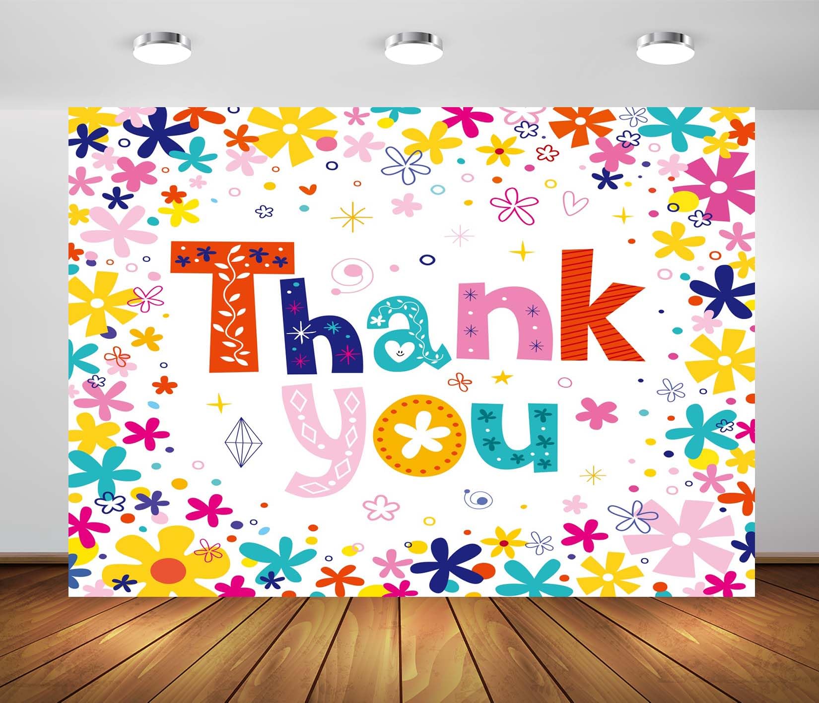 BELECO 10x8ft Fabric Floral Thank You Backdrop Thanks for All You Do Father Staff Teachers Professors Background Appreciation Week Thanks Theme Party