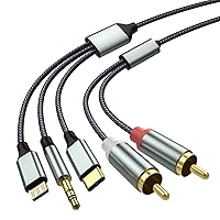 Vista 7 de Adaptador de Audio Auxiliar de Cable Lightning a RCA, Cable RCA a 3.5mm, Cable de Audio USB C a 2 RCA, (Cable de Audio 3 en 1) para Amplificador