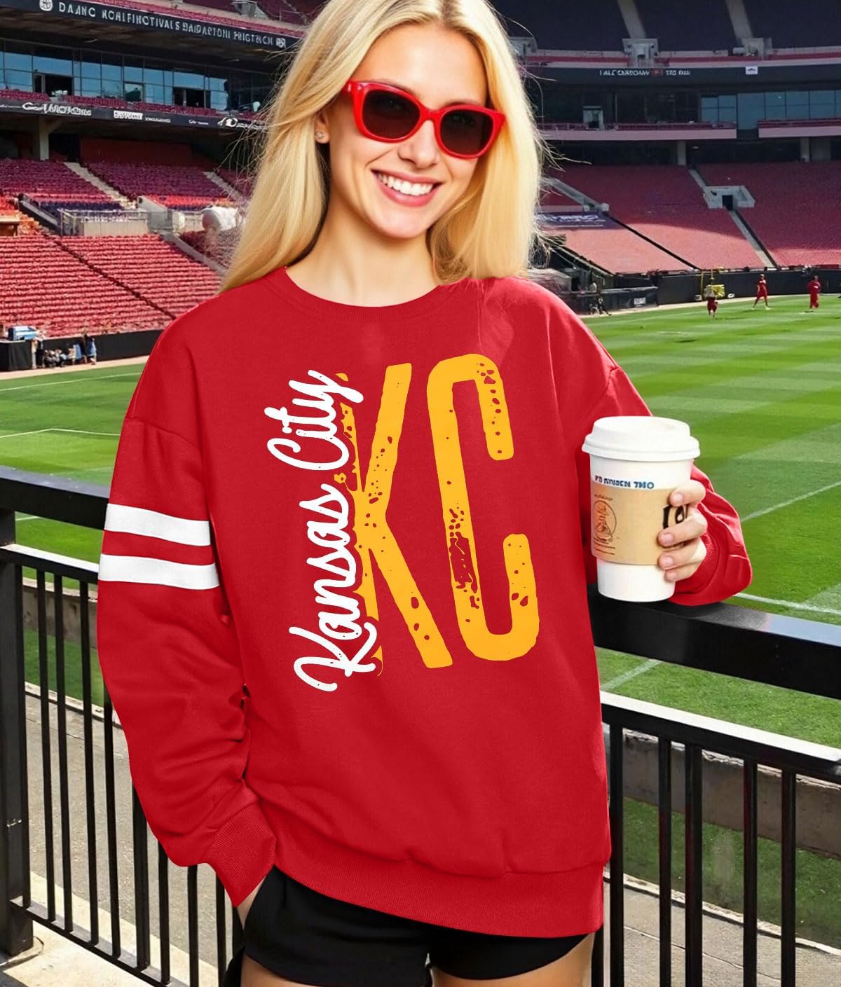 MNLYBABY Football Sweatshirts Football Mom Shirt: Women Oversized Game Day Shirt Fans Cheer Pullover Sunday Funday Tops - Image 3