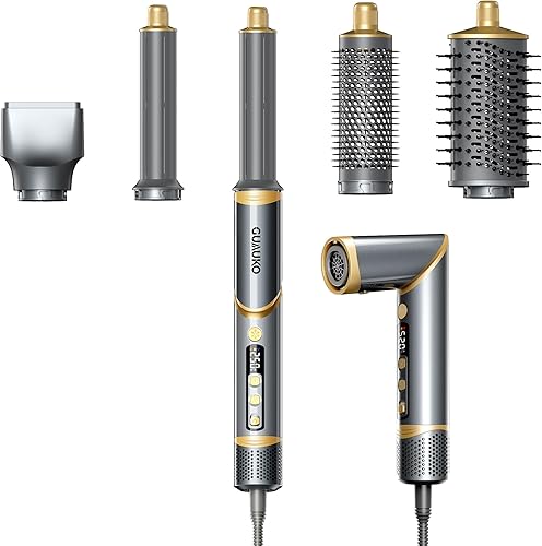 Cepillo secador de pelo para peinado 5 en 1 sistema de peinado y secado, 110,000 RPM Auto Air Wrap Juego de cepillos de aire caliente para secado