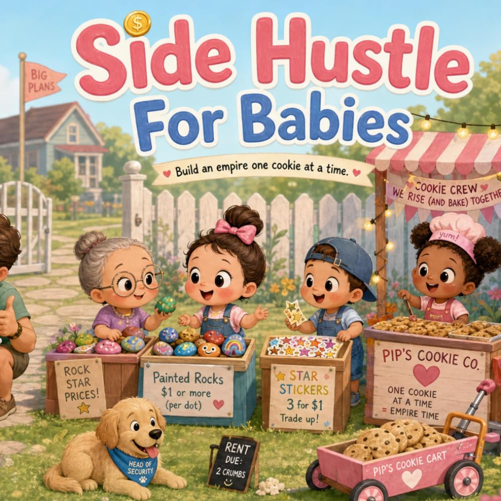 Side Hustle For Babies: A Funny Rhyming Tale of Lemonade, Painted Rocks, Stickers, Cookies, and a Happy Piggy Bank (Grown-Up Lessons for Little Minds)