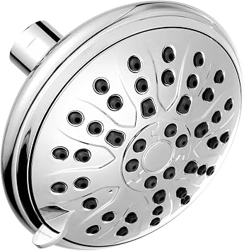Shower Head High Pressure-4.5 Inch Bathroom Rain Shower Head for Soothing Massage-3 Spray Settings Fixed Showerhead With Adjustable Angles-2.5 GPM-Luxury Modern Chrome Look
