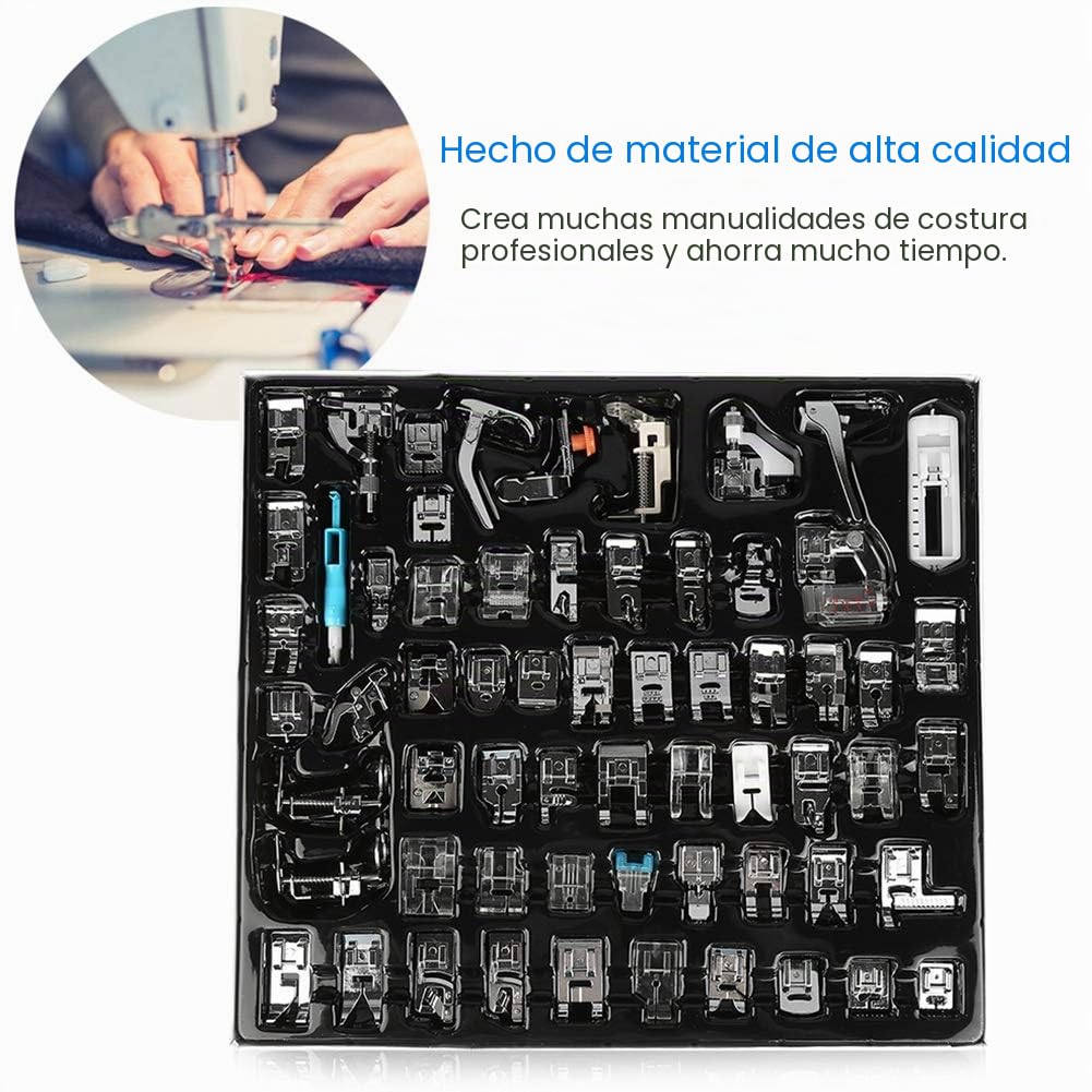 Juego de 62 Piezas de prensado para máquina de Coser Multifuncional para el hogar, para máquinas de Coser, para Babylock, Singer, Elna