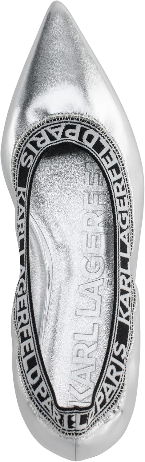 Karl Lagerfeld Womens Vinette Pointed Toe Ballet Flat with Logo - Image 4