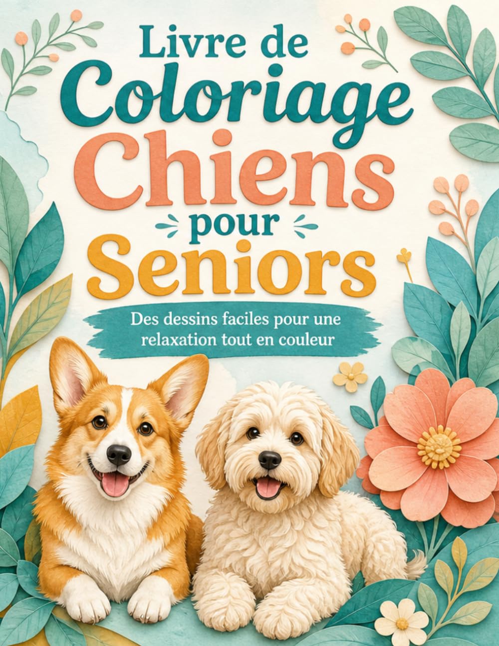 Livre de Coloriage Chiens pour Seniors: Illustrations apaisantes à grandes zones pour une pause créative confortable