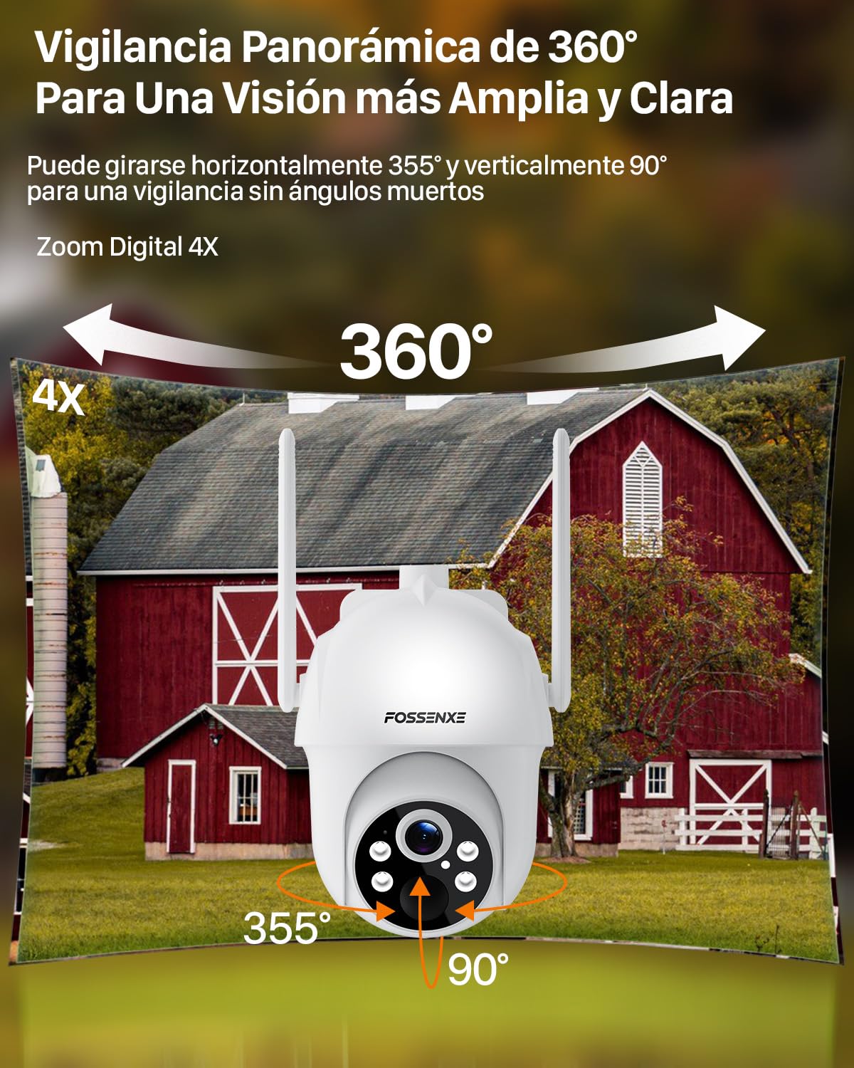 4G LTE Camara Vigilancia Exterior con SIM - 2K HD 4MP Camara Vigilancia Solar Sin Cables, Detección Humana PIR, Visión Nocturna, Audio de Dos Vías, PTZ 355°& 90°(No Soporta Wi-Fi)