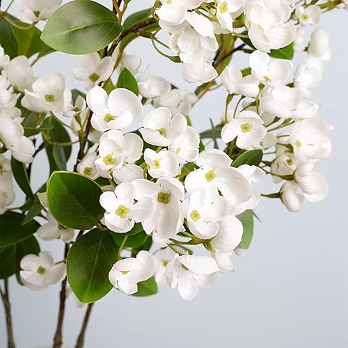 Miniatura 2 de 4 ramas artificiales de flor de cerezo de 31.5 pulgadas, ramos de flores de durazno de primavera, arreglo de tallos de flores falsas altos para