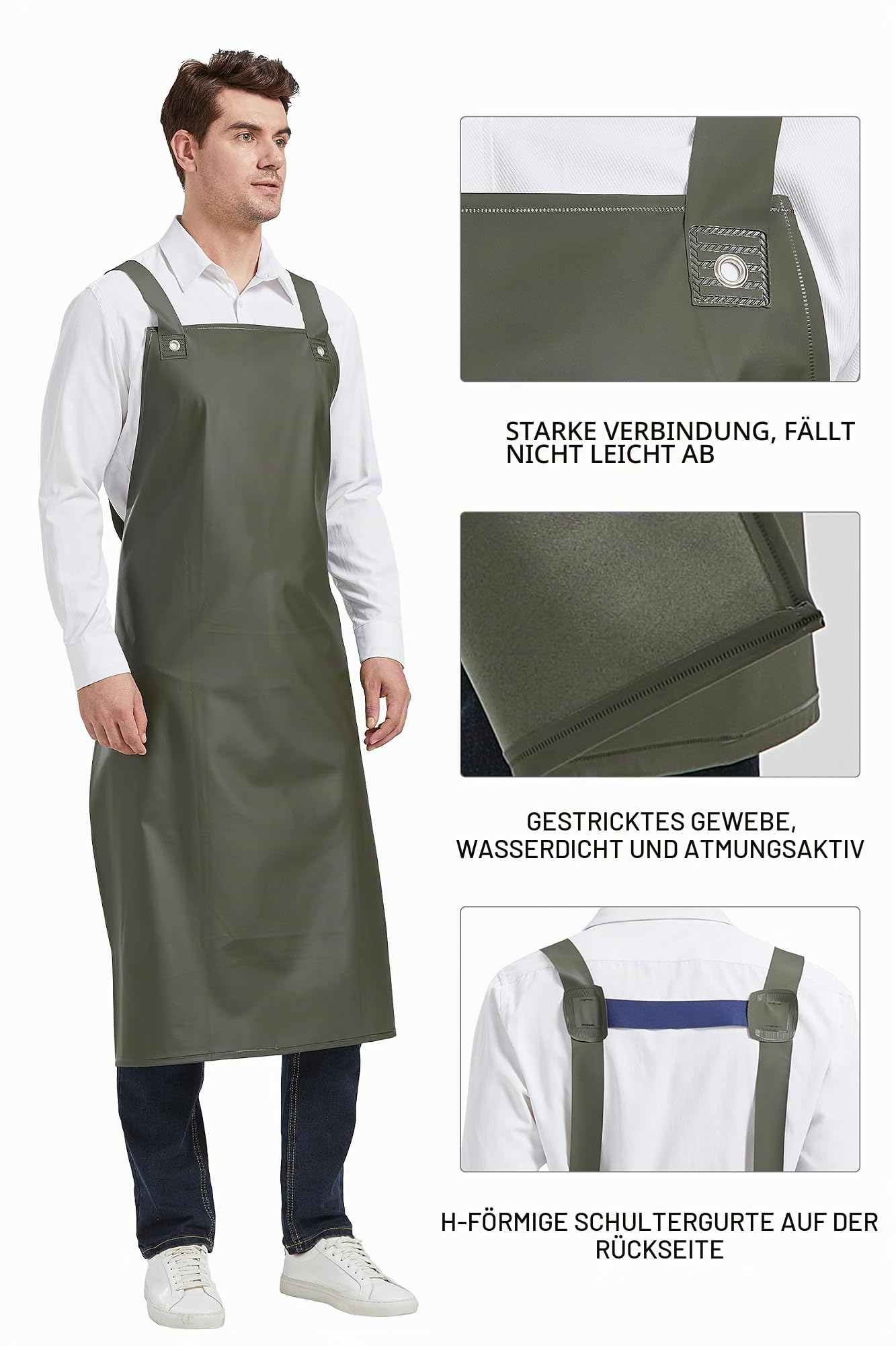 Nanxson Unisex Herren Schürze wasserdicht atmungsaktiv Schürze Fleischerschürze Metzgerschürze Arbeitsschürze CFS0005
