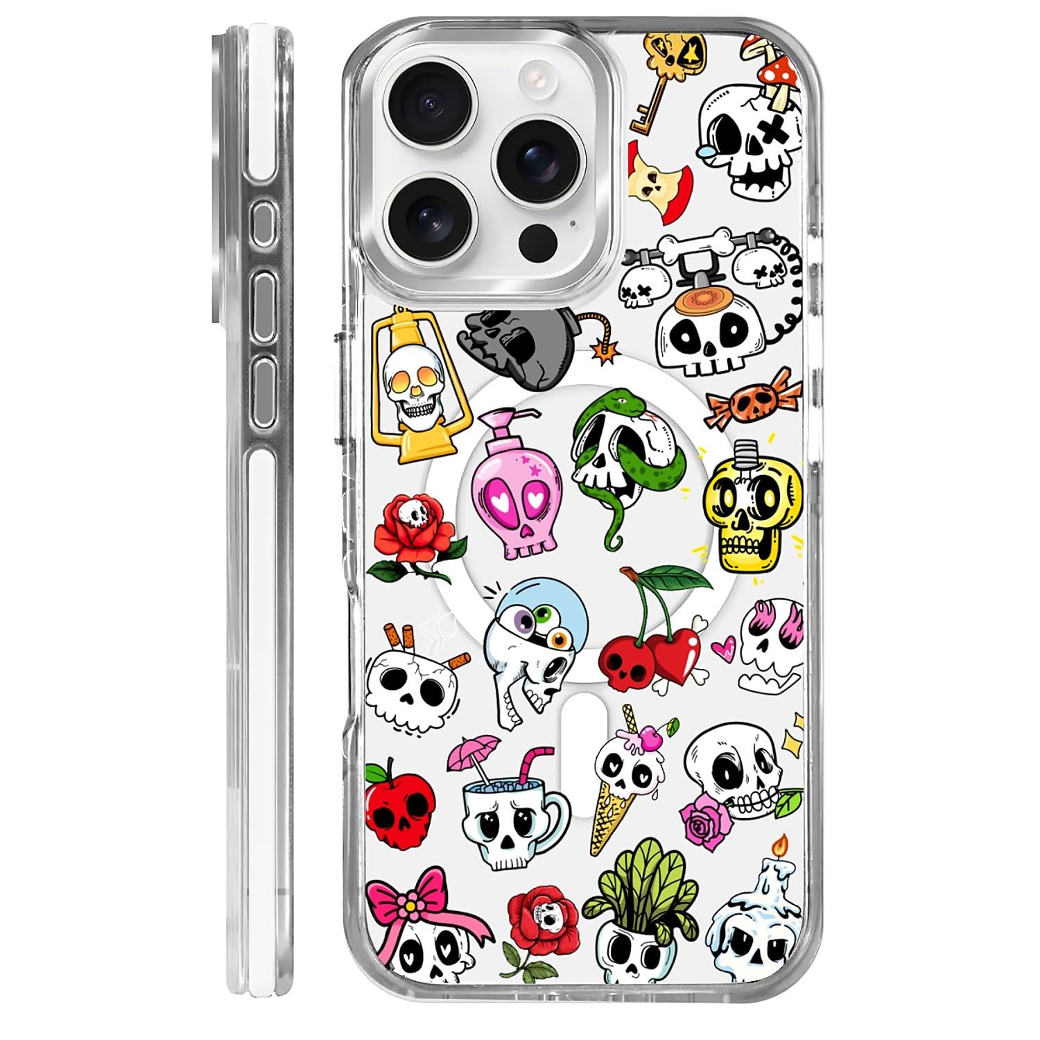 OKBUOK for iPhone 16 Pro Max Case [Compatible with Magsafe],Girls Women Clear Magnetic Case Silicone Shockproof Protective Cover with Pattern