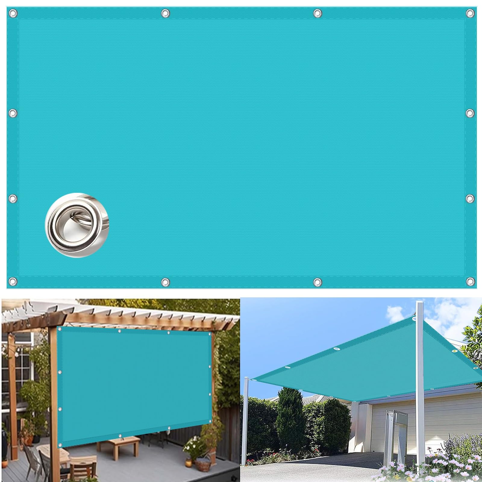 Voile d'ombrage imperméable 2.5x2.5m bleu ciel pour jardin