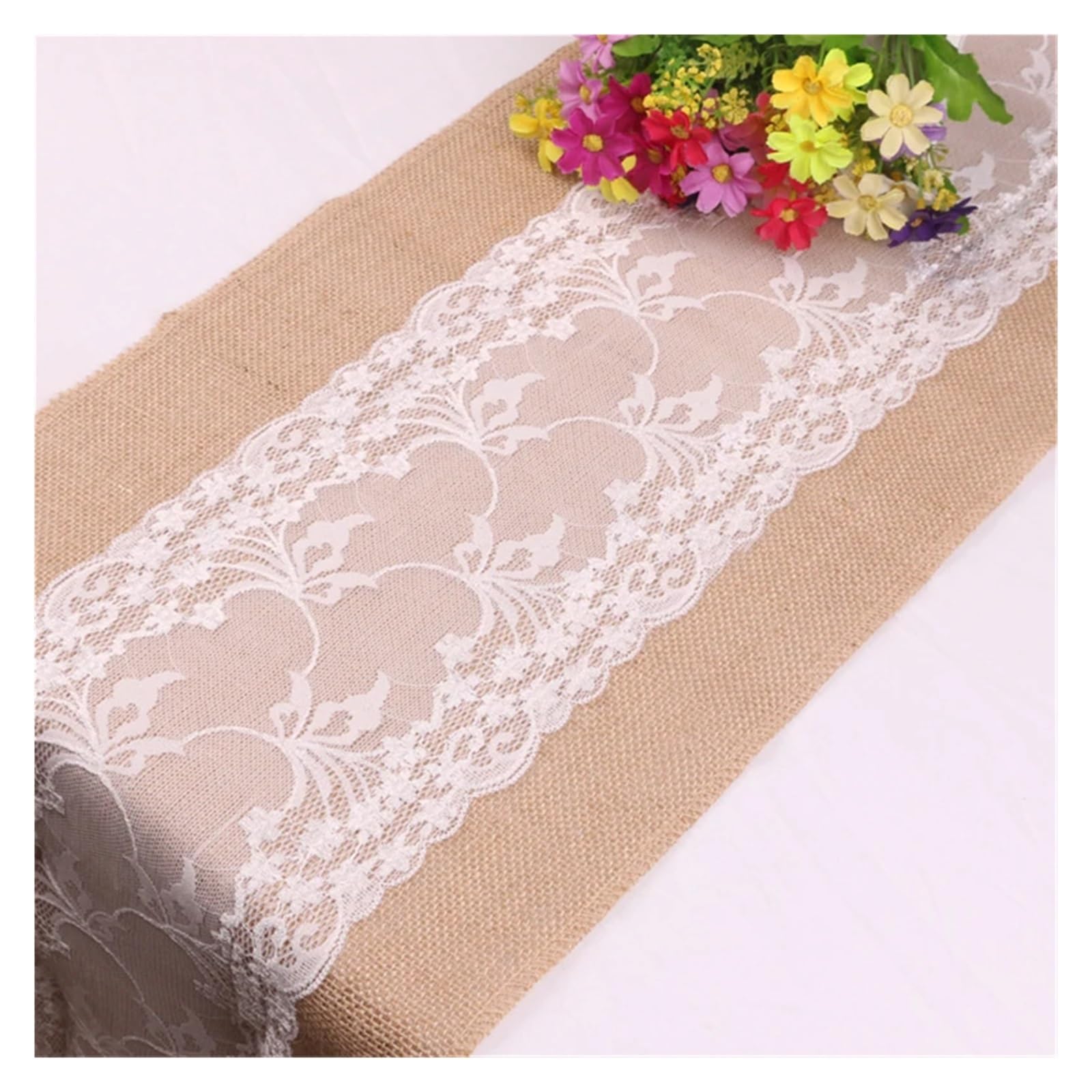 Runner Da Tavola Natalizio 275 cm juta lino iuta tavolo gadget matrimonio sala da pranzo tovaglia ristorante runner(Lace 1)