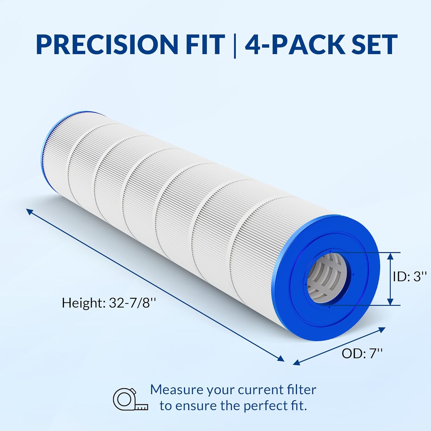 CL580 CV580 PJAN145 Pool Filter Cartridges, 5 oz+ Trilobal Fabric, Replacement for Jandy R0357900 A0104100, 580 Sq. Ft., 7" x 33", 4-Pack, Ultra Series - Image 2