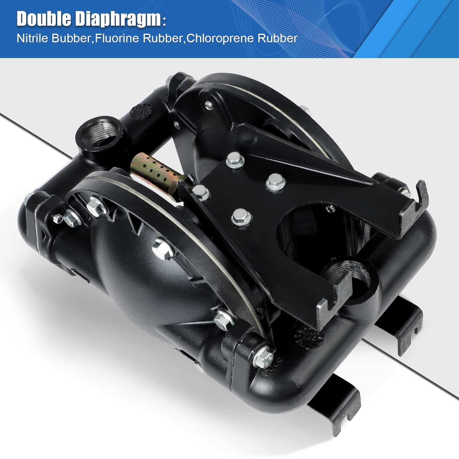 Dollate Air Operated Double Diaphragm Pump QBY4-25L 1 inch Outlet 35 GPM Pneumatic Transfer Max 120 PSI Industrial Use Chemical Waste Oil Dual Dissepiment Nitrile Fluorine Rubber by Cast Iron