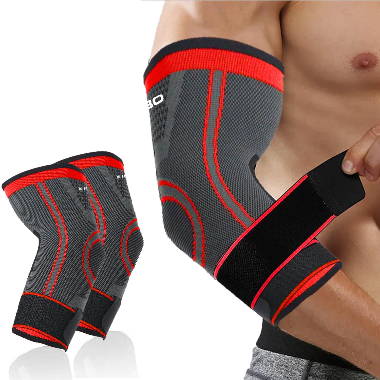 Kobo Nylon Elbow Support Compression Sleeve Brace with Straps for Pain Relief Tendonitis Arthritis Sports Badminton Tennis Elbow (M) (Pack of 2) (Imported) (B0CKTLTV3R) Amazon Price History, Amazon Price Tracker
