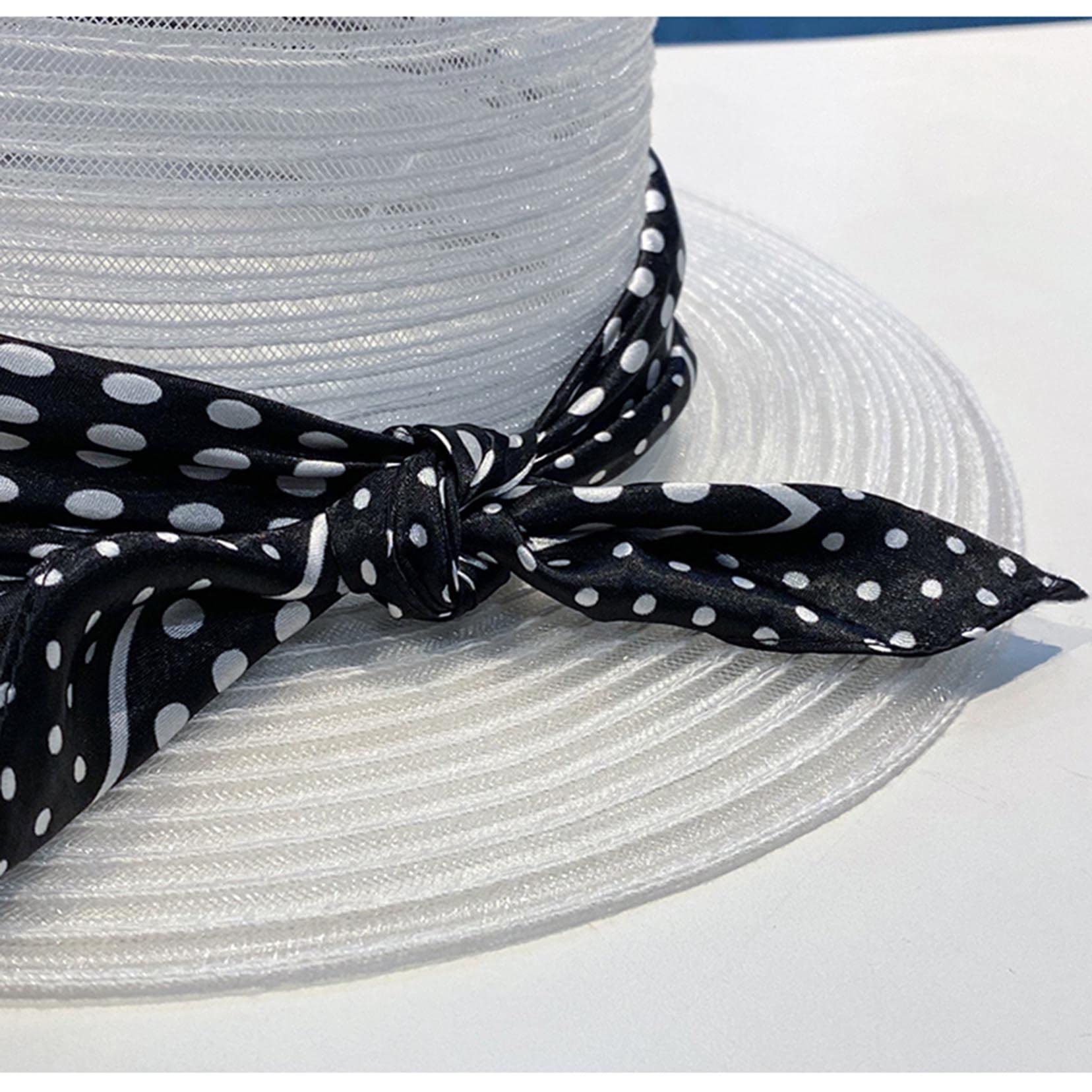 Sun Visor Hats Network Garn für Frauen, Sommerstrandhut breiter Krempe, Einstellbarer UV UPF50+ Reisevisoren Hut White-56-58cm