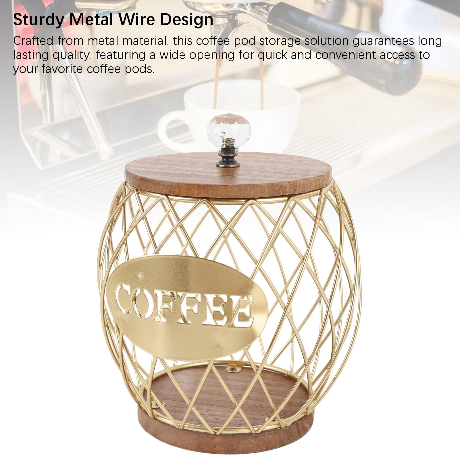 Porta Capsule di caffè a Forma di Frutta Elegante Porta Capsule di caffè con Base in Legno Coperchio Decorazioni per la Casa (Oro)