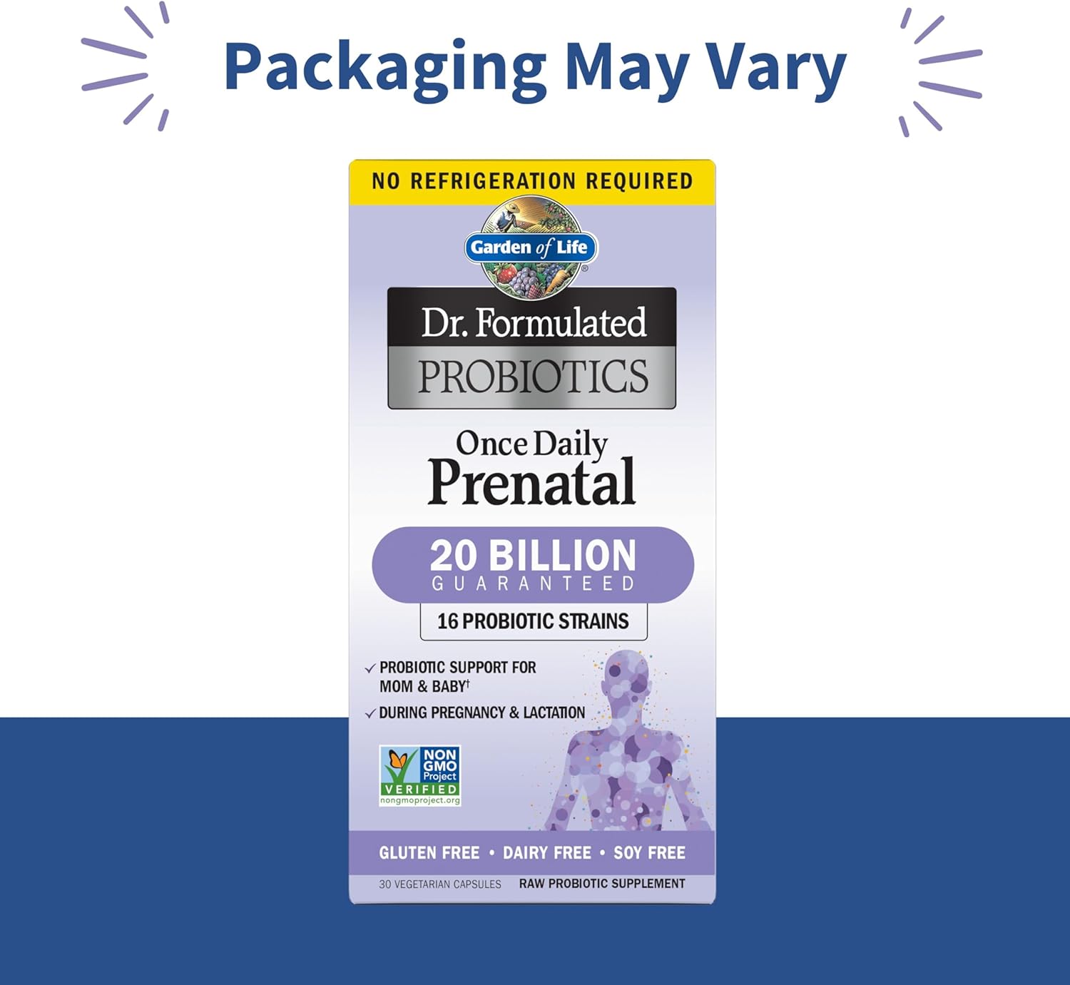 Garden of Life – Dr. Formulated Probiotics Once Daily Prenatal – Acidophilus and Bifidobacteria Probiotic Support for Mom and Baby – Gluten, Dairy, and Soy-Free – 30 Vegetarian Capsules
