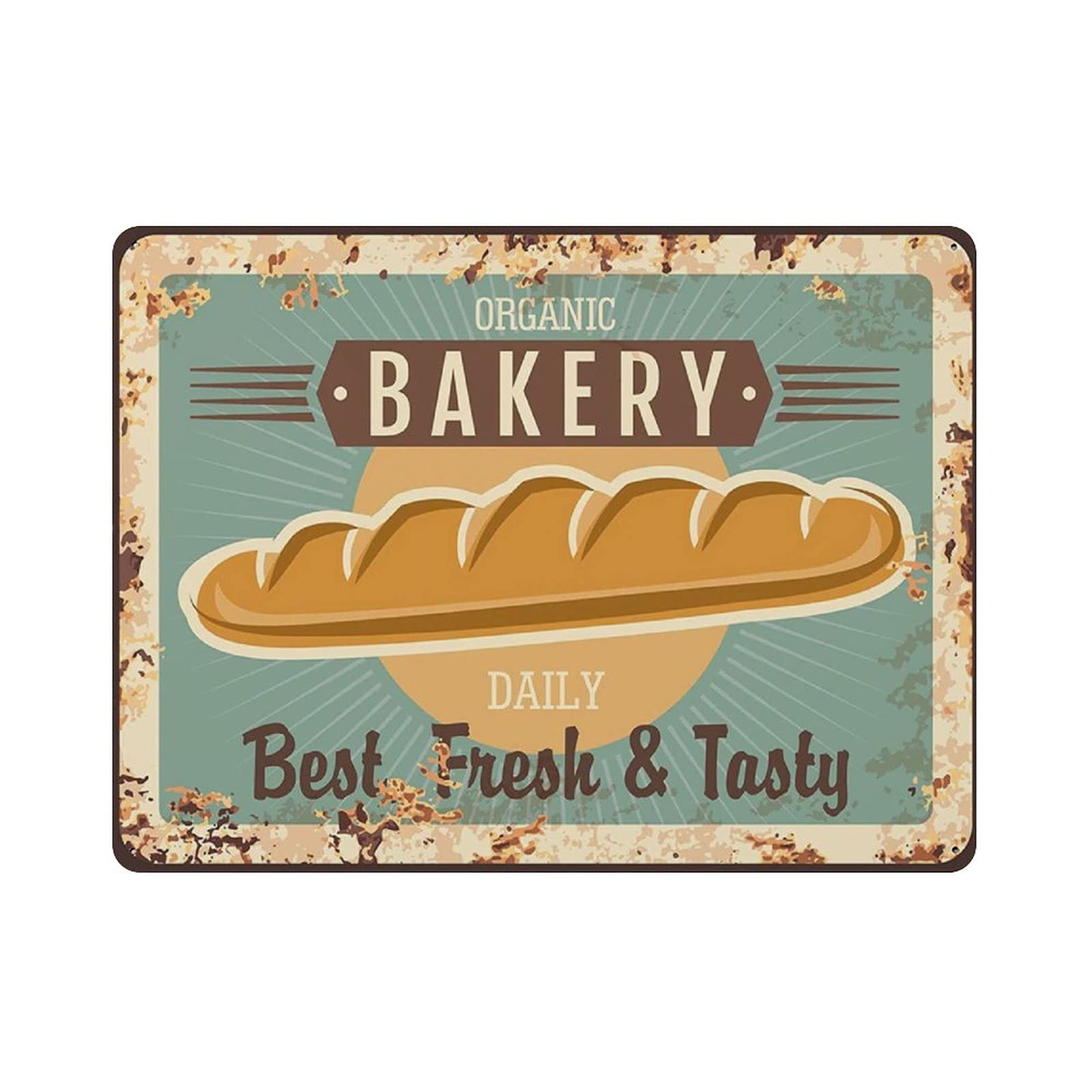 Metal Tin Sign Organic Bakery Vintage Tin Poster Metal Sign Wall Decoration Country Kitchen Home Garage Decor 12"x16"
