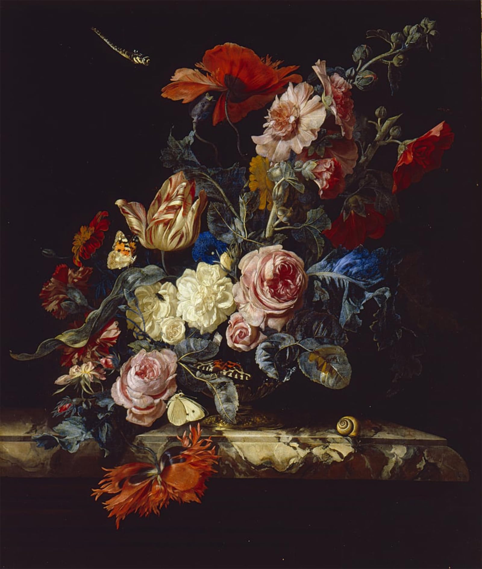 POSTERIIk Vintage Classic Picture Landscape Artwork a Vase of Flowers by Willem Van Aelst Portrait Canvas Painting for Office Home Decor 60x90cm