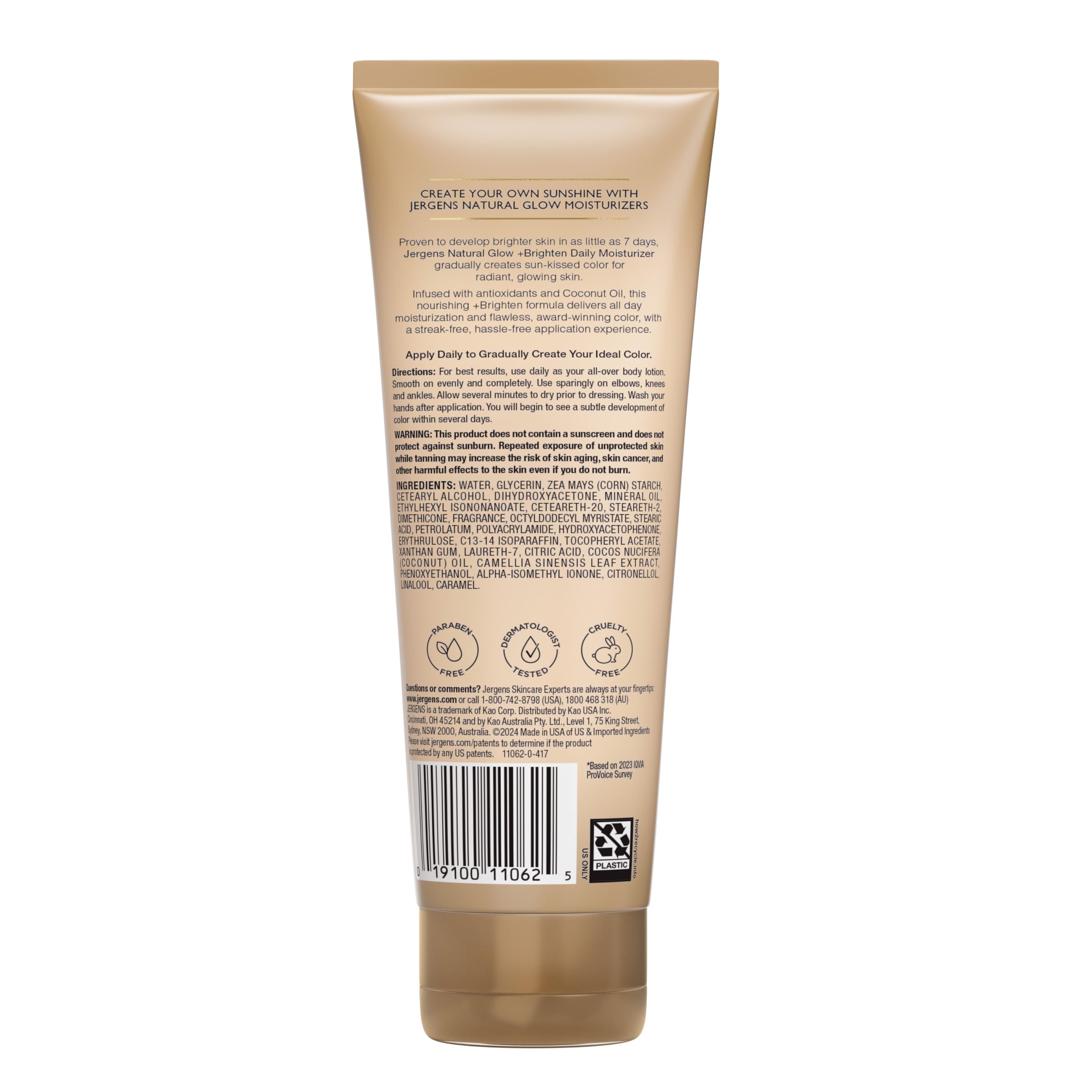 Jergens Hydratant quotidien Natural Glow pour le visage Pour teints de peau moyens/bronzés 222 ml