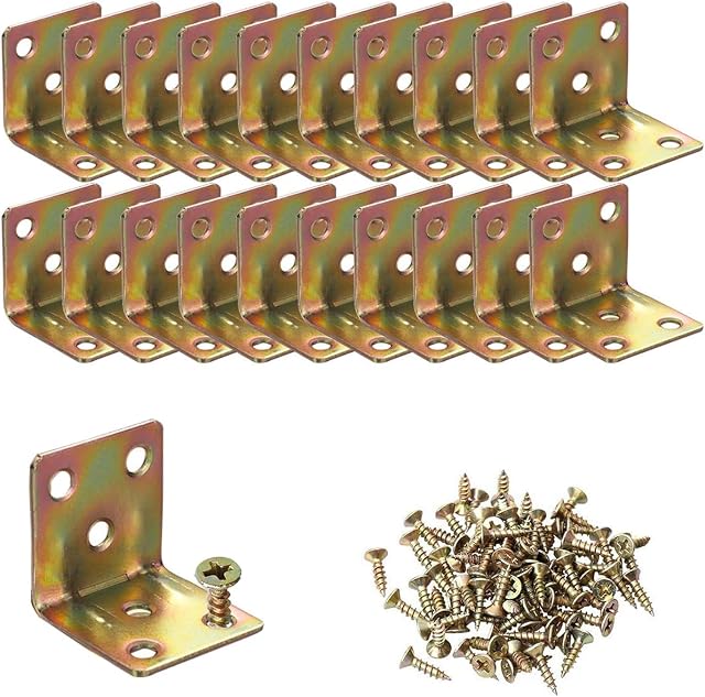 20PCS Heavy Duty Corner Braces L Shape Brackets 30x30x30mm, 90 Degree Joint Right Angle L Bracket for Furniture Wood Cabinets Shelves,Package Include Screws