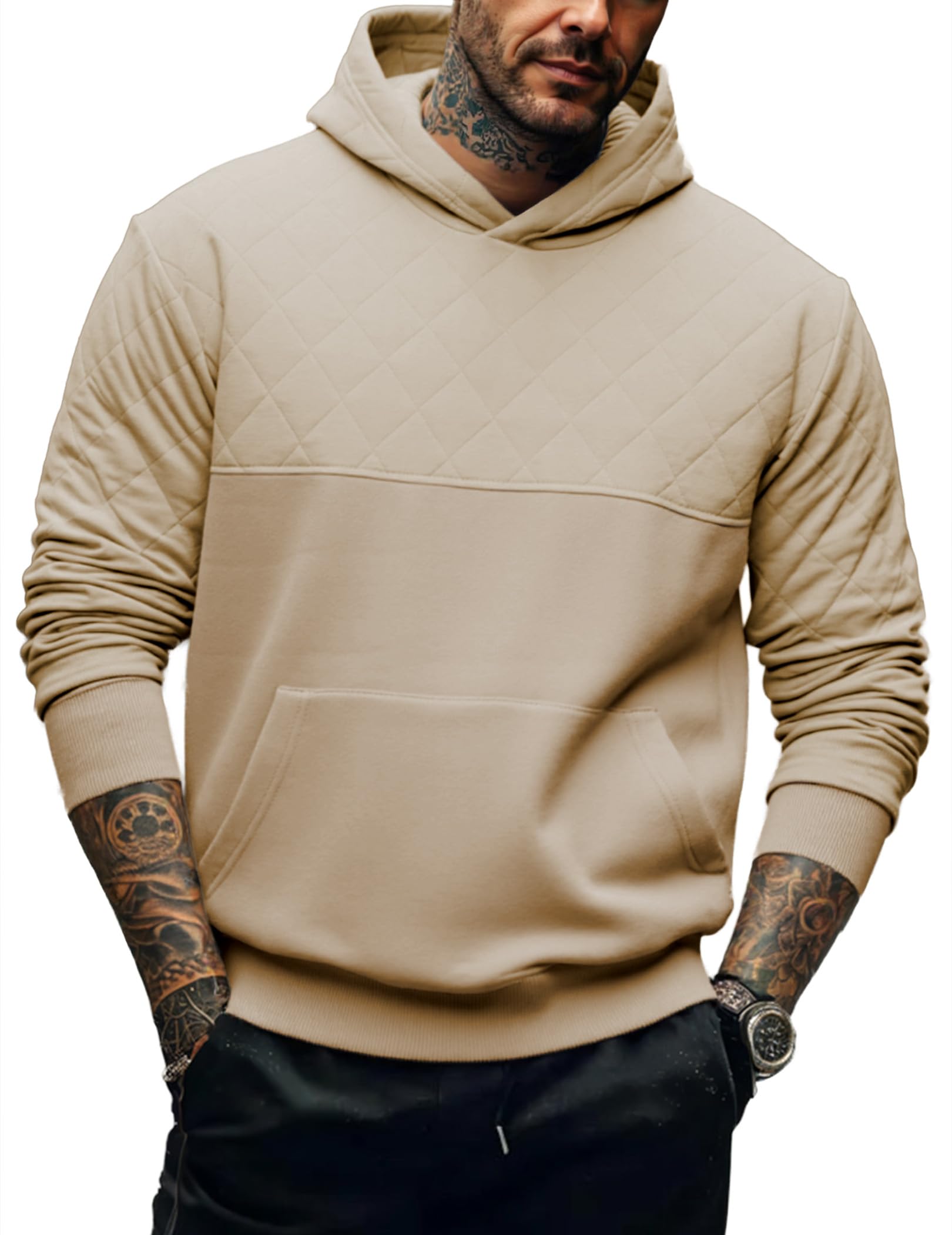 Mens Casual Hooded Collar Fleece Hoodies Pullover Sweatshirts Warm Long Sleeve Shirts-image-24