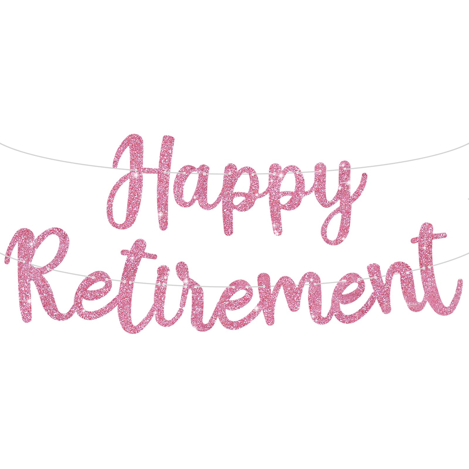 BEISHIDA Pre-Strung Glitter Pink Happy Retirement Banner Party Decoration