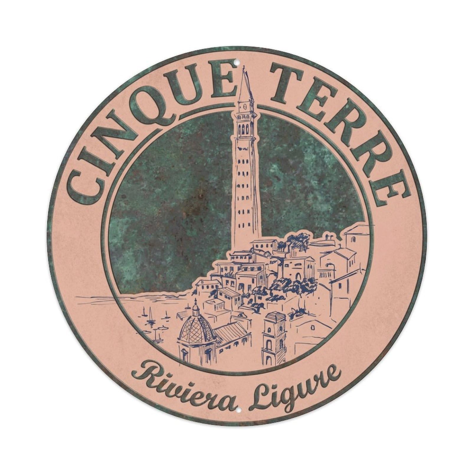 Xanthor Style Vintage Travel Cinque Terre Italy Metal Tin Sign