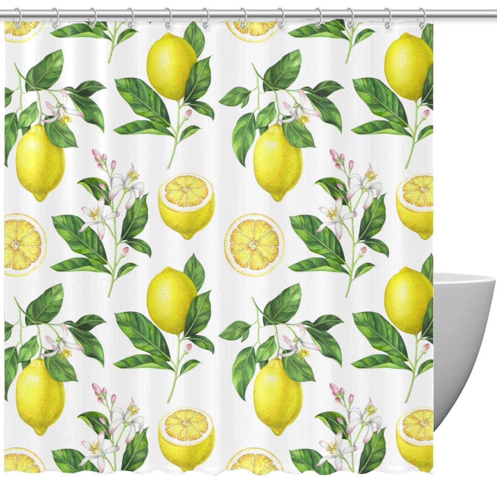 Rideau de douche motif citron coloré pour illuminer votre rituel du matin